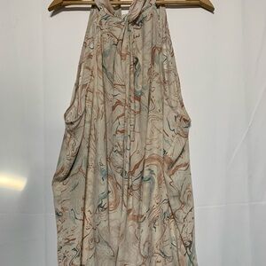 Torrid Marble Print Halter Blouse - Cream and Blue